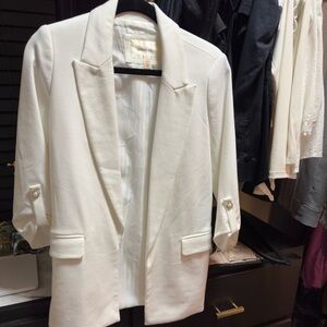 Autres files white roll sleeve blazer
